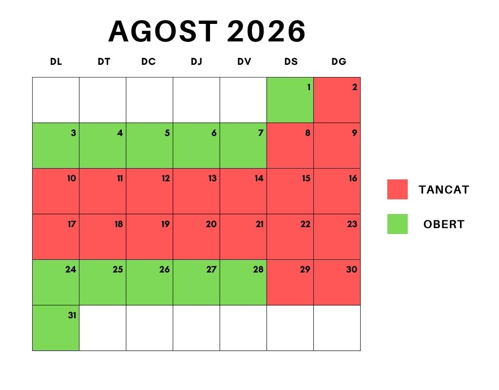 Calendari estiu 2026 a Solanellas